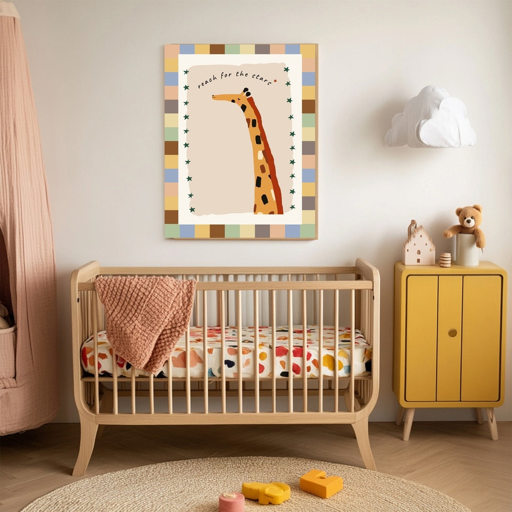 Kumo Art Prints - Art Print - Giraffe Reach For The Stars - Mabel & Fox