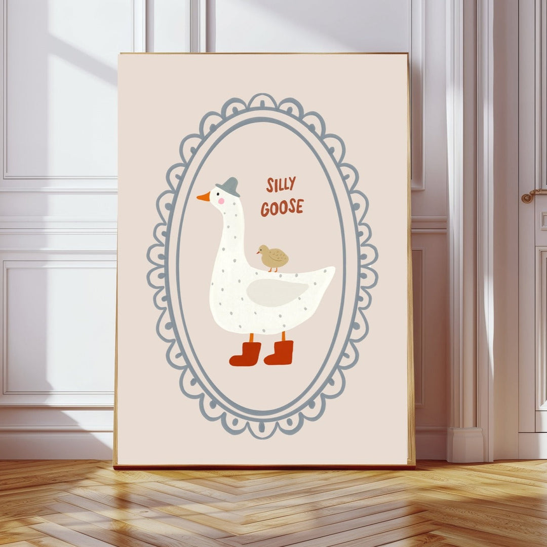 Kumo Art Prints - Art Print - Silly Goose And Chick - Mabel & Fox