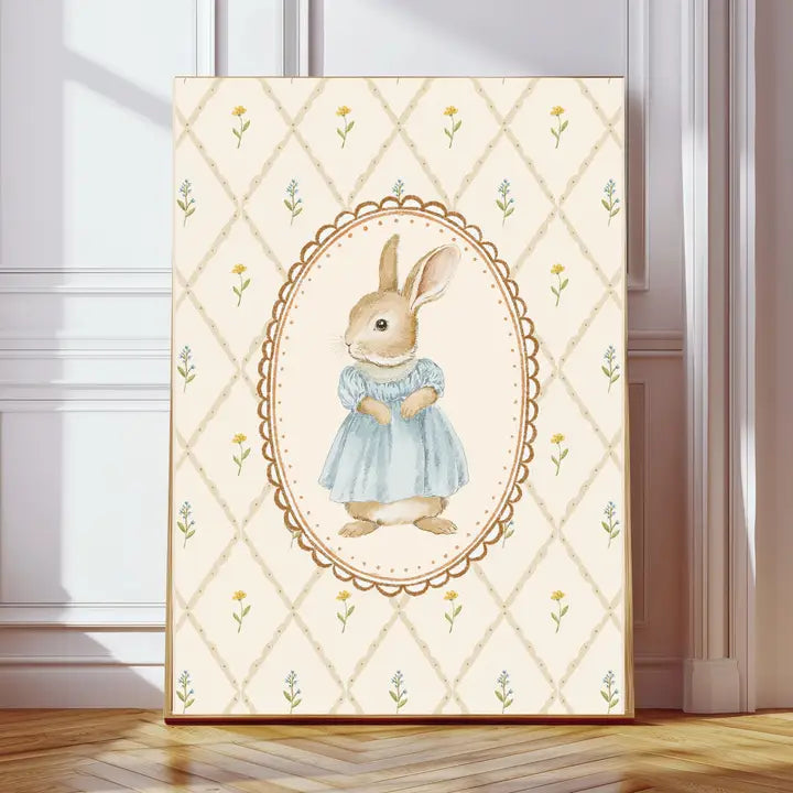 Kumo Art Prints - Vintage Blue Dress Rabbit - Mabel & Fox