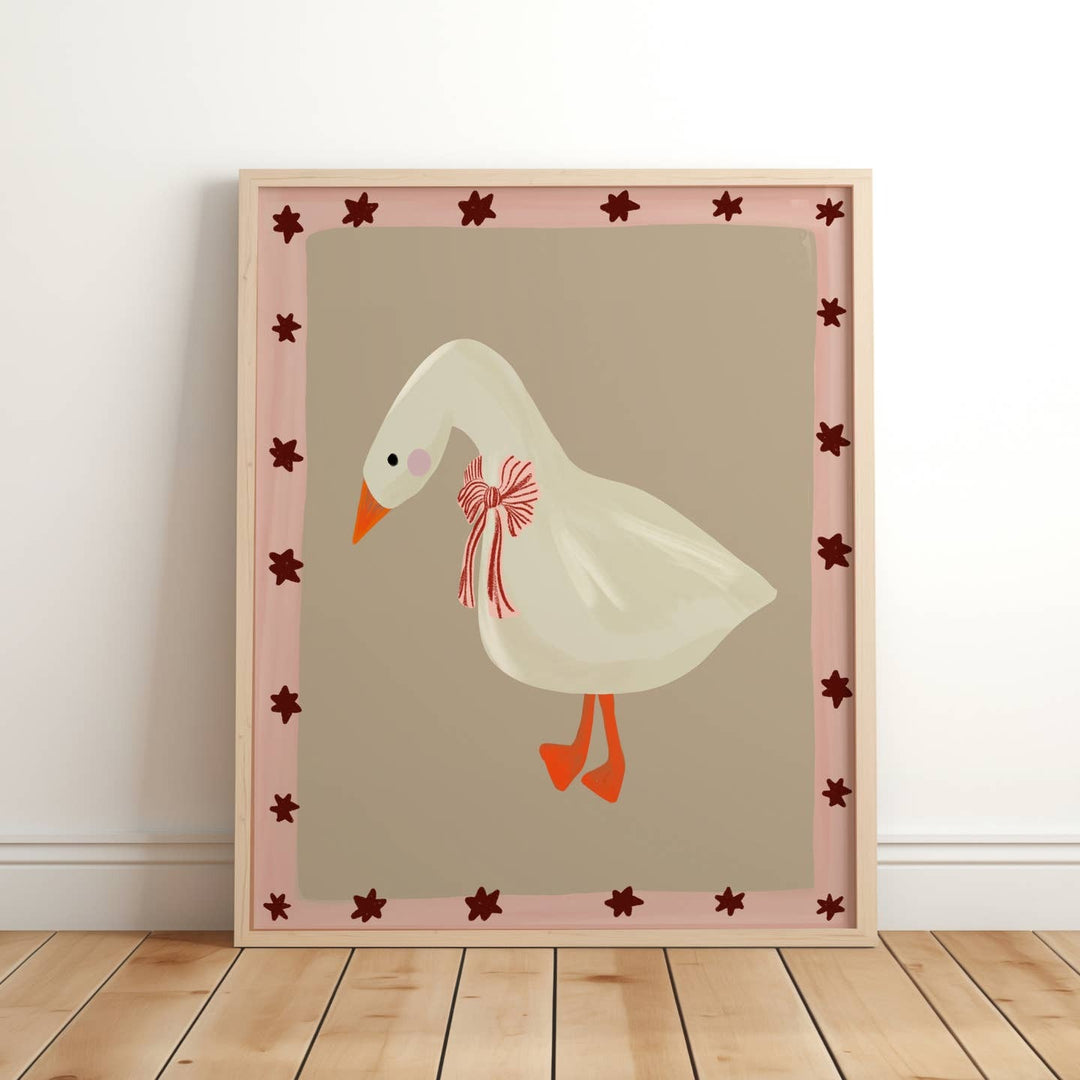 Lara & Kin - Art Print - Goose With Bow - Mabel & Fox