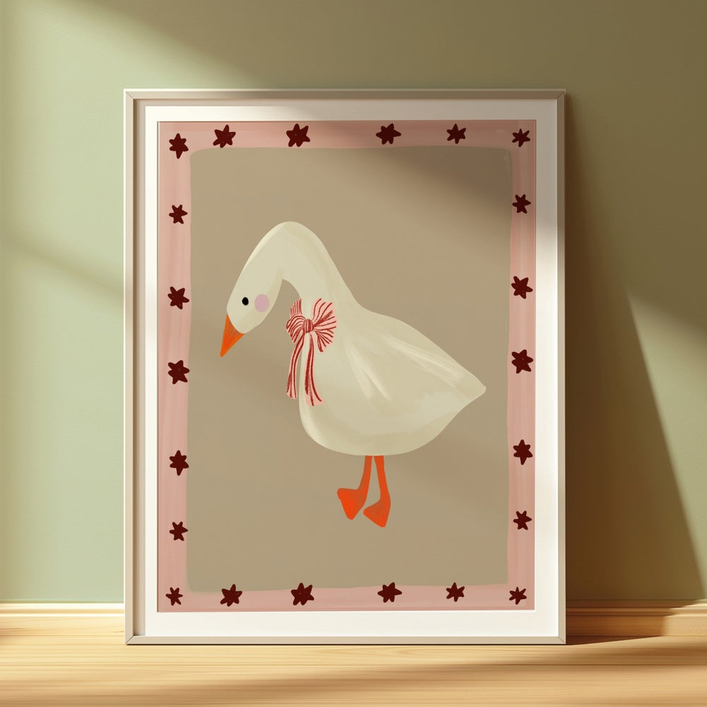 Lara & Kin - Art Print - Goose With Bow - Mabel & Fox