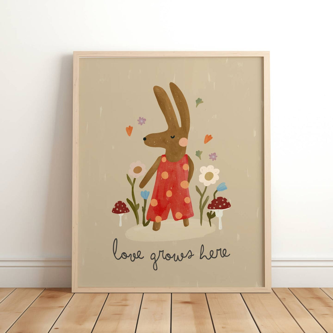 Lara & Kin - Art Print - Love Grows Here - Bunny - Mabel & Fox