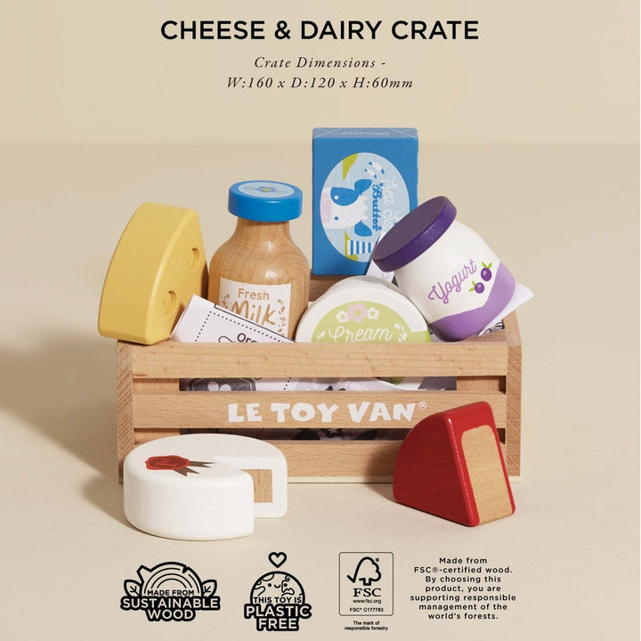 Le Toy Van – Wooden Market Crate – Cheese & Dairy - Mabel & Fox