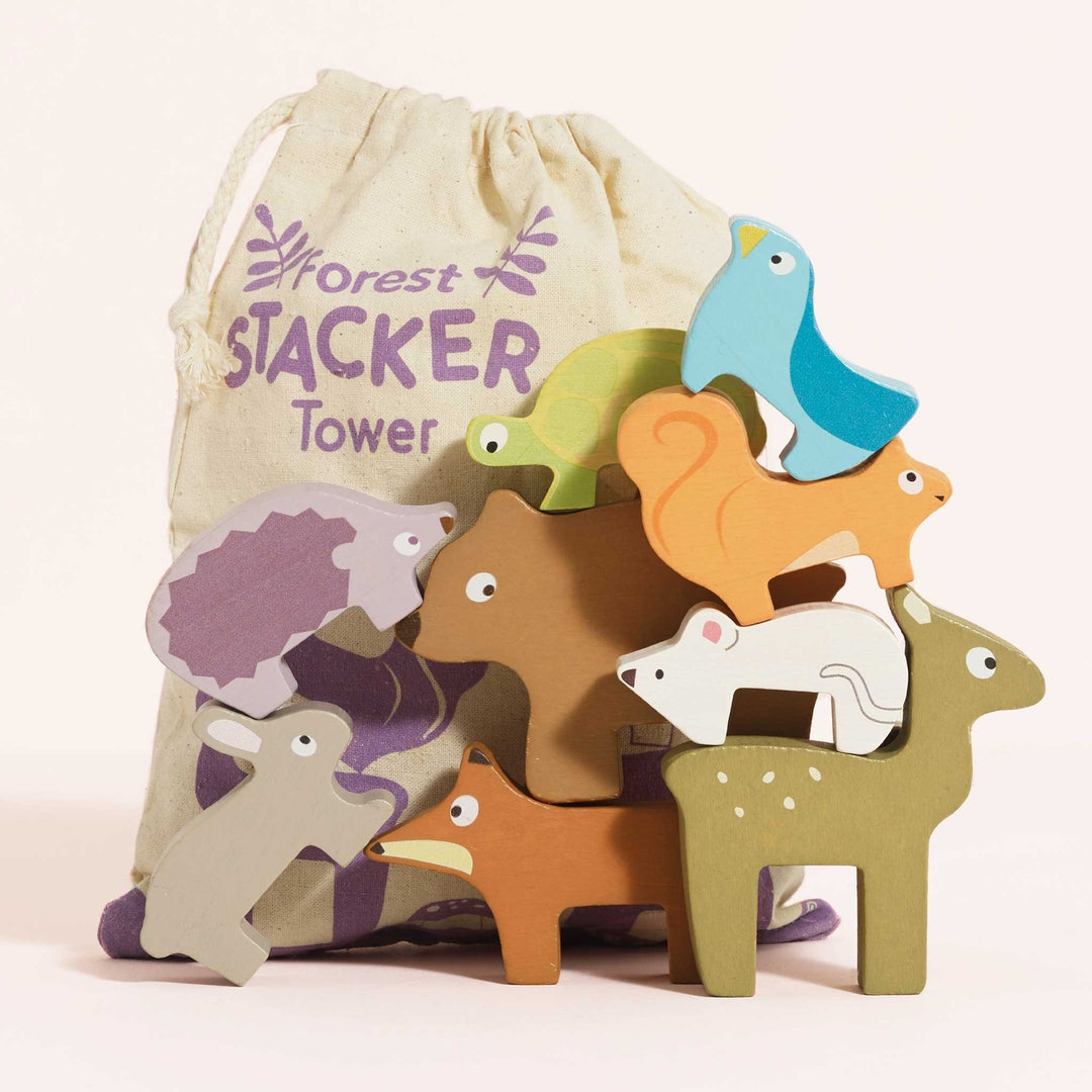 Le Toy Van – Woodland Stacking Forest Animals & Bag - Mabel & Fox