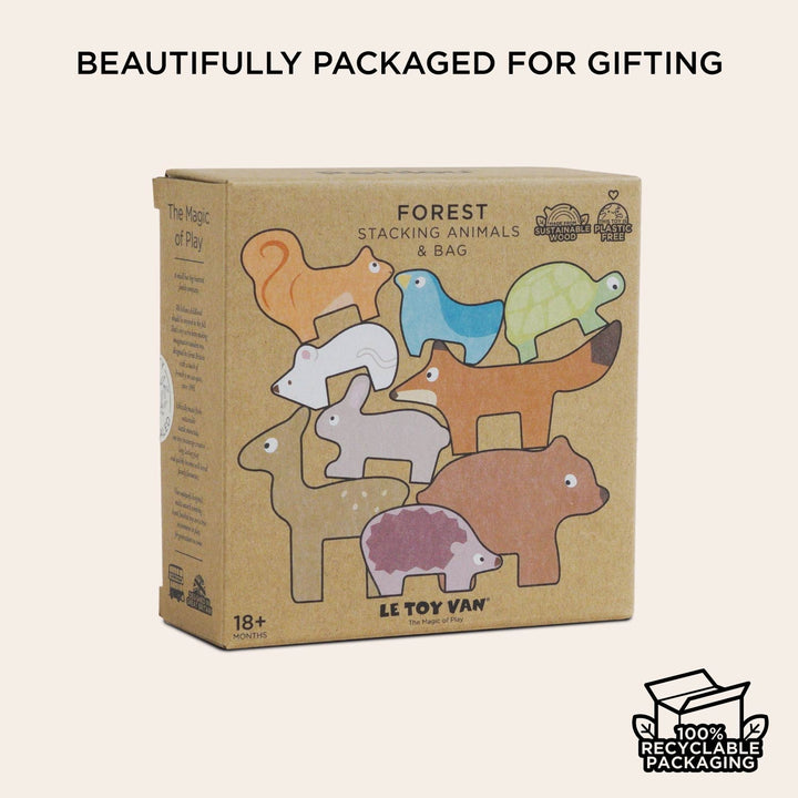 Le Toy Van – Woodland Stacking Forest Animals & Bag - Mabel & Fox