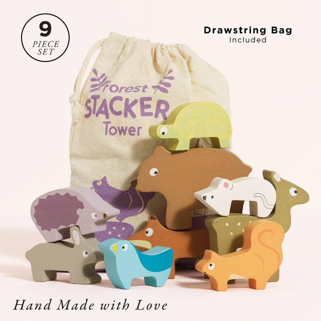 Le Toy Van – Woodland Stacking Forest Animals & Bag - Mabel & Fox