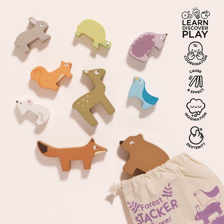 Le Toy Van – Woodland Stacking Forest Animals & Bag - Mabel & Fox
