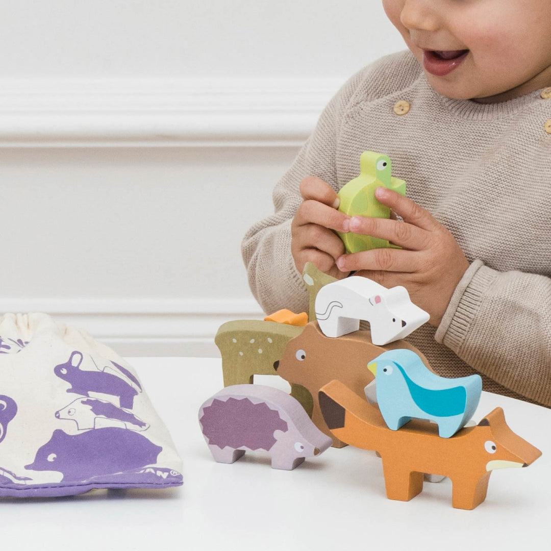 Le Toy Van – Woodland Stacking Forest Animals & Bag - Mabel & Fox