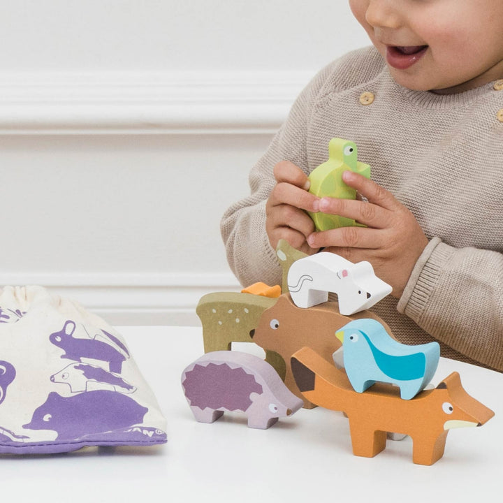 Le Toy Van – Woodland Stacking Forest Animals & Bag - Mabel & Fox