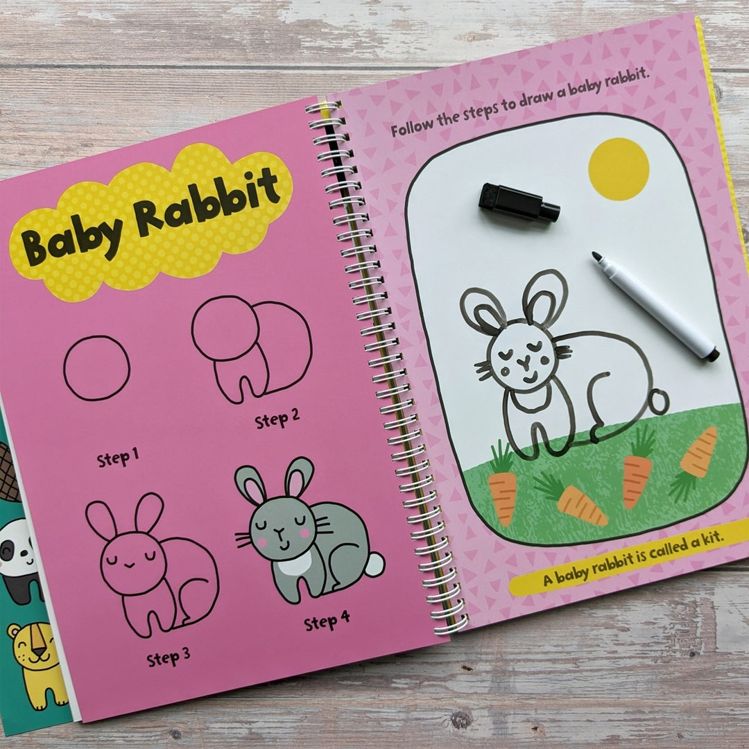 Learn To Draw Baby Animals - Wipe Clean Book - Mabel & Fox