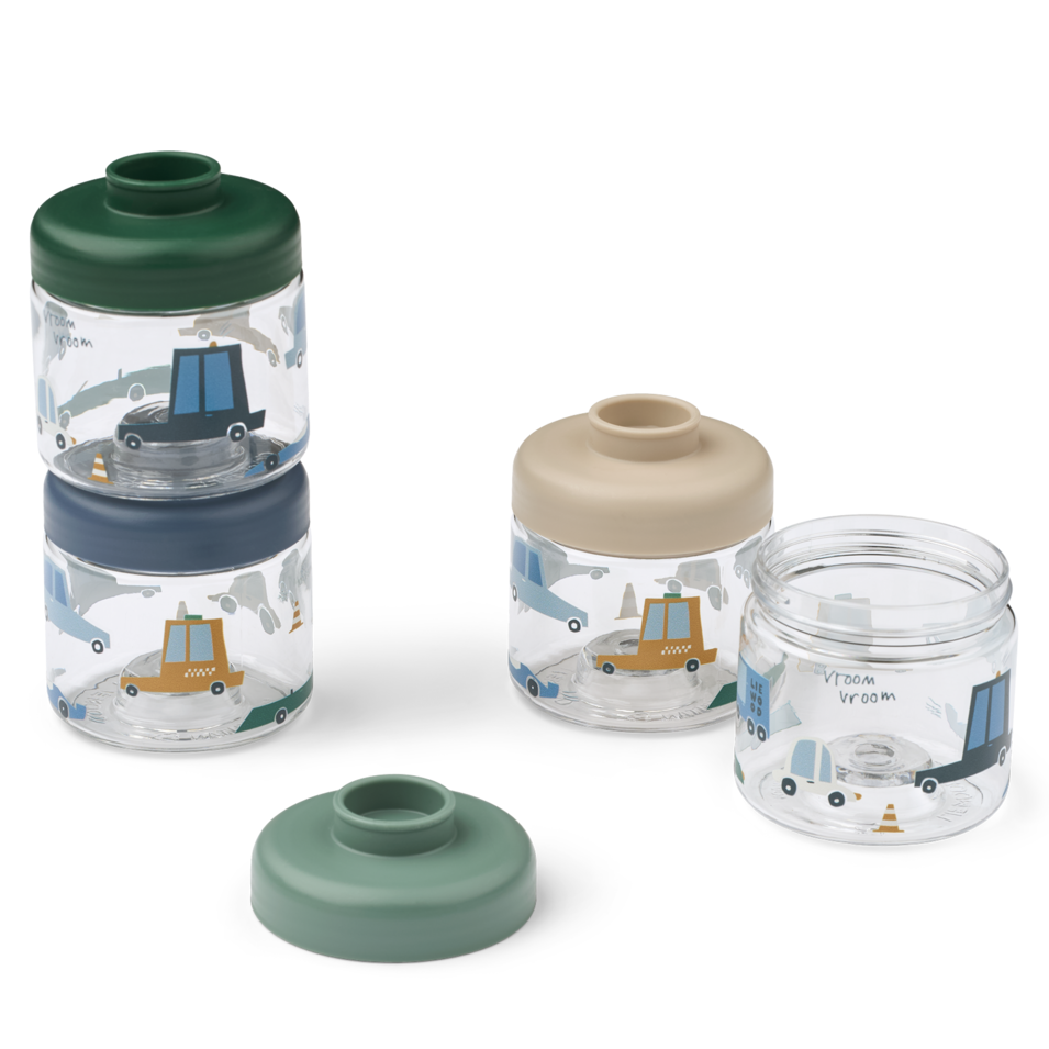Liewood - Dominique Baby Food Tristan Boxes 100ml - Cars / Sandy (4-pack) - Mabel & Fox