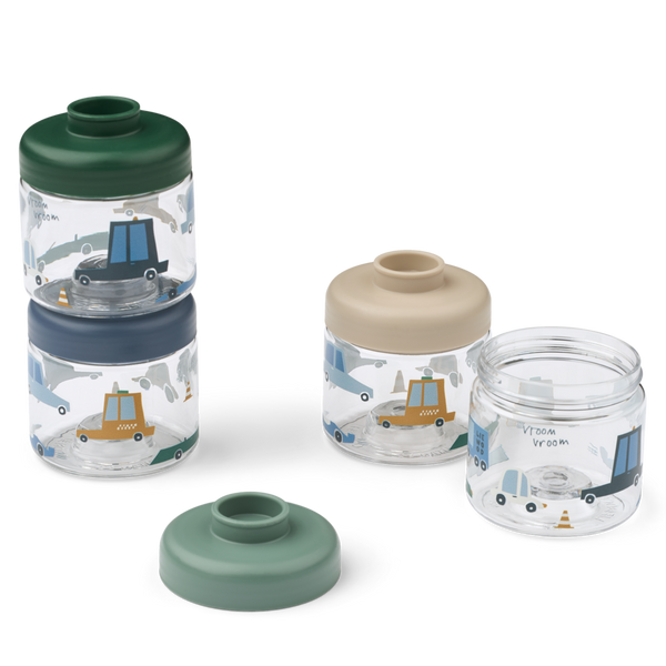 Liewood - Dominique Baby Food Tristan Boxes 100ml - Cars / Sandy (4-pack) - Mabel & Fox