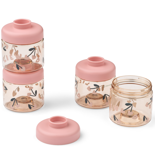 Liewood - Dominique Baby Food Tristan Boxes 100ml - Cherry heart / Rosey (4-pack) - Mabel & Fox