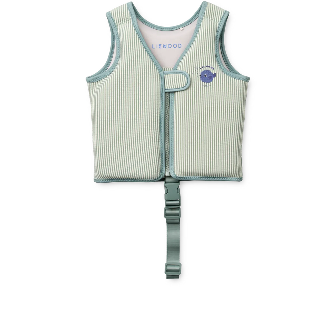 Liewood – Dove Seersucker Swim Vest – Peppermint / Sandy - Mabel & Fox