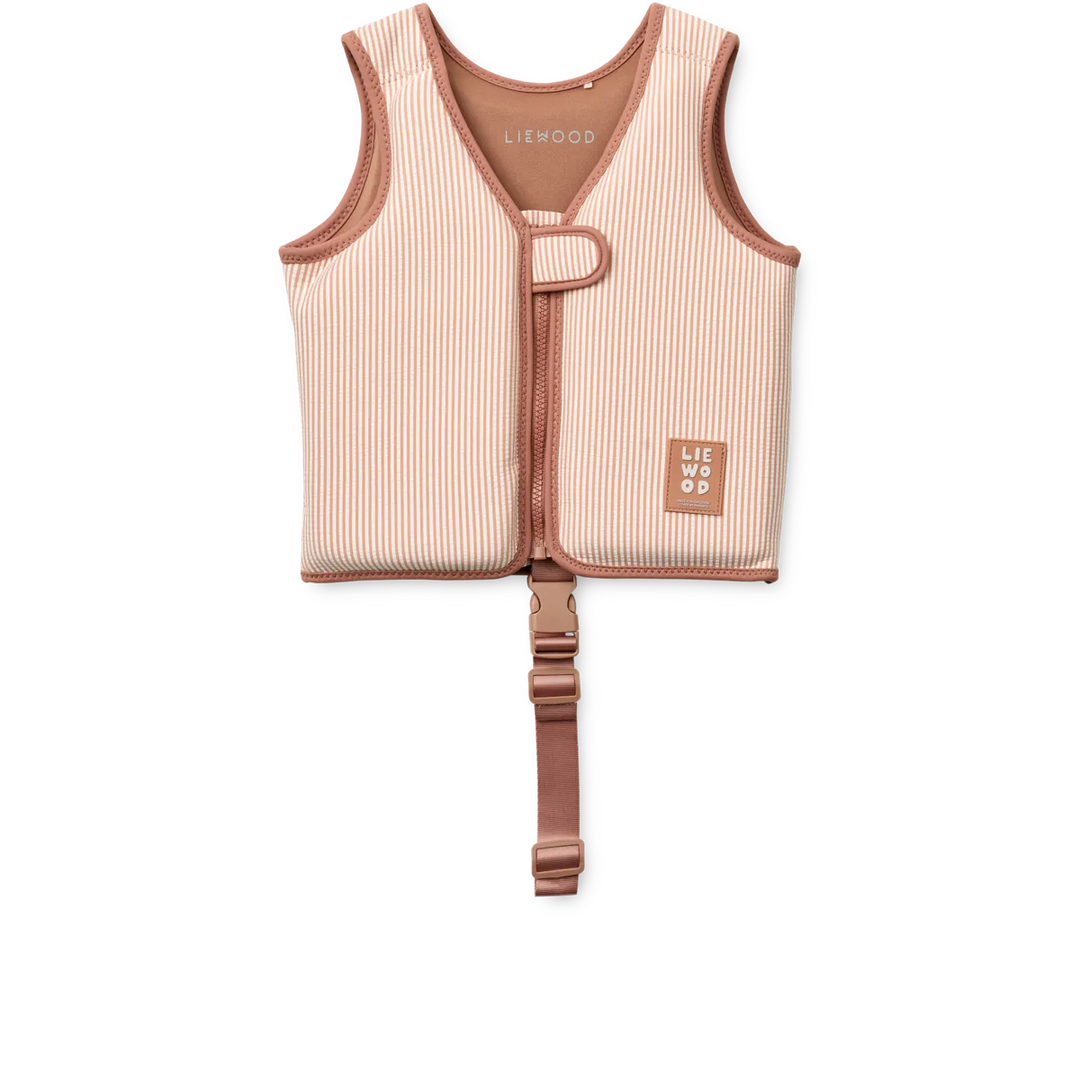 Liewood – Dove Seersucker Swim Vest – Y/D Stripe Pale Tuscany / Creme de la Creme - Mabel & Fox