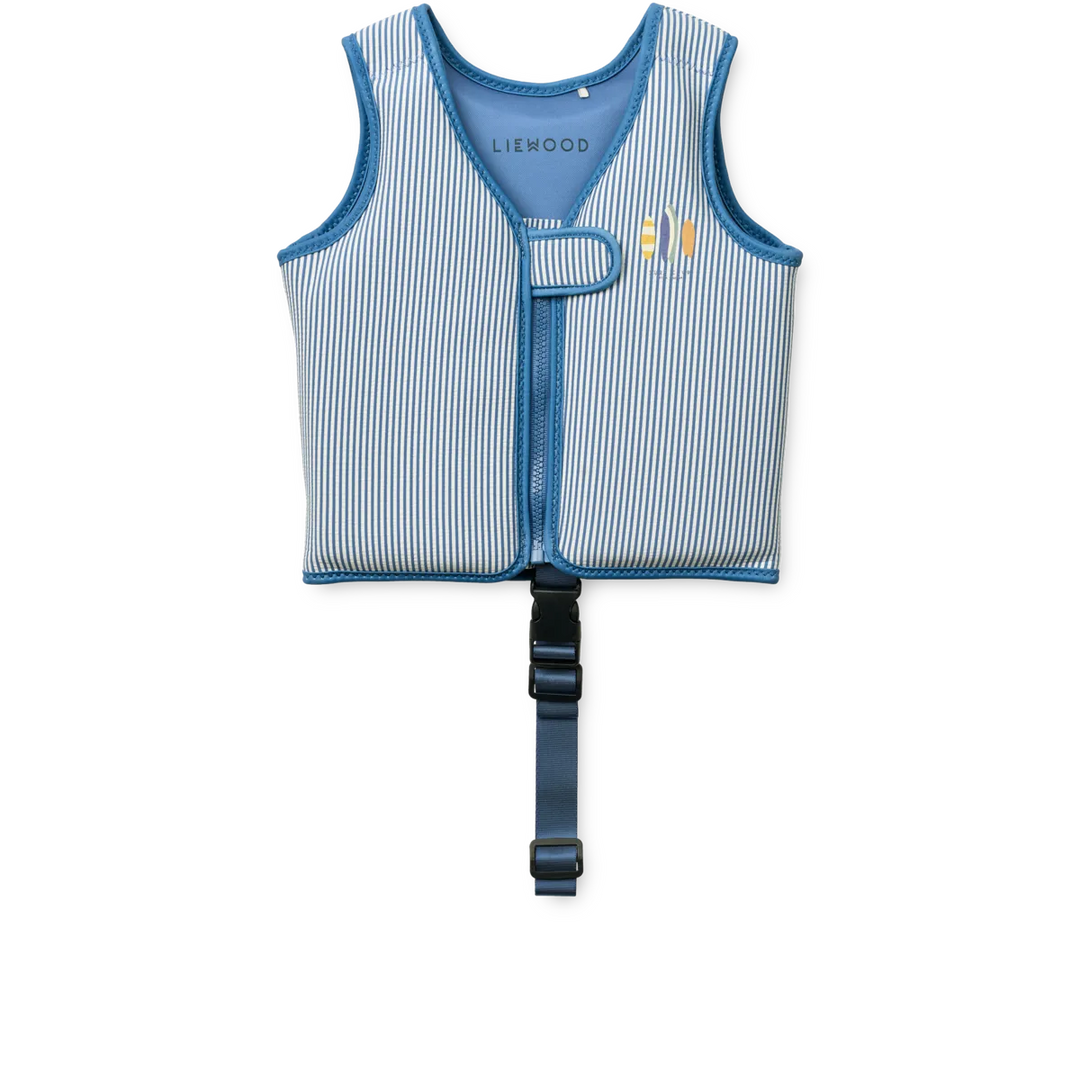 Liewood – Dove Seersucker Swim Vest – Y/D Stripe Riverside / Creme de la Creme - Mabel & Fox
