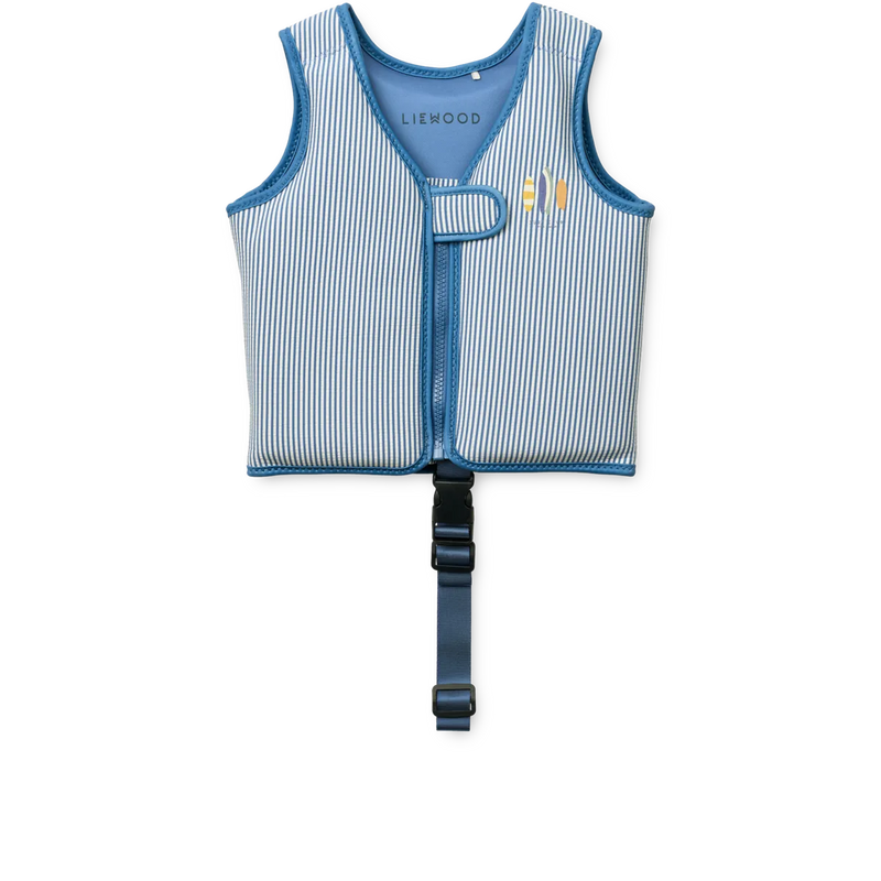 Liewood – Dove Seersucker Swim Vest – Y/D Stripe Riverside / Creme de la Creme - Mabel & Fox