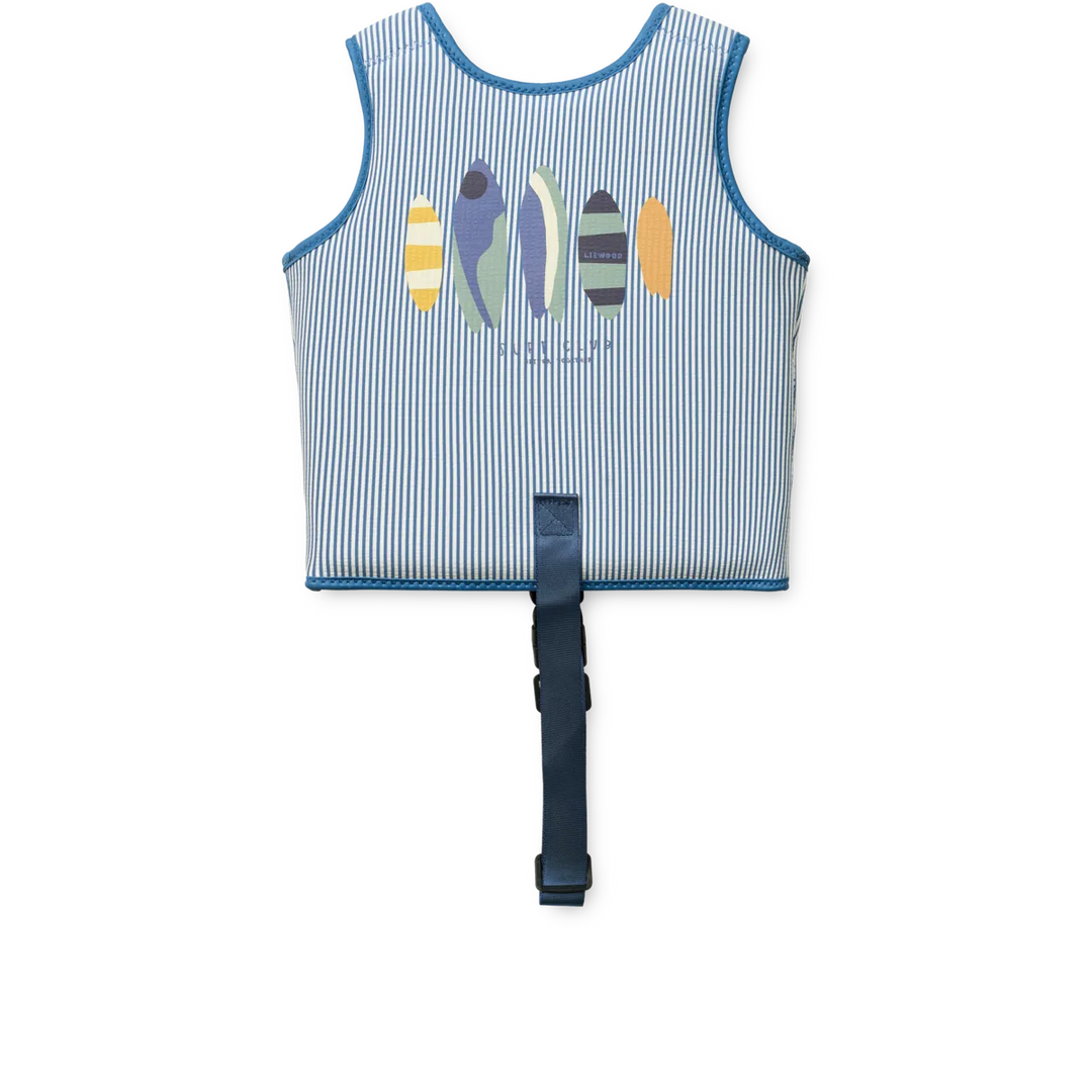 Liewood – Dove Seersucker Swim Vest – Y/D Stripe Riverside / Creme de la Creme - Mabel & Fox