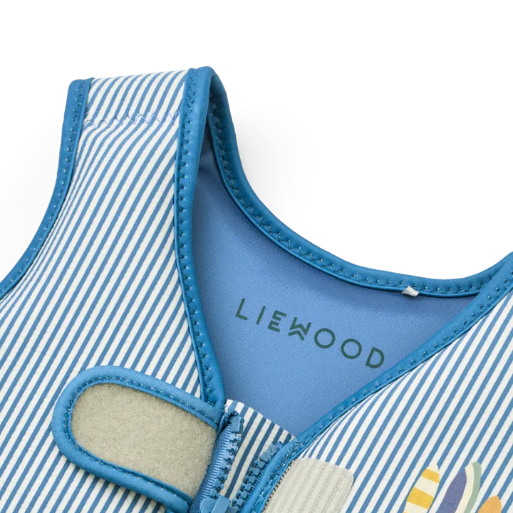Liewood – Dove Seersucker Swim Vest – Y/D Stripe Riverside / Creme de la Creme - Mabel & Fox