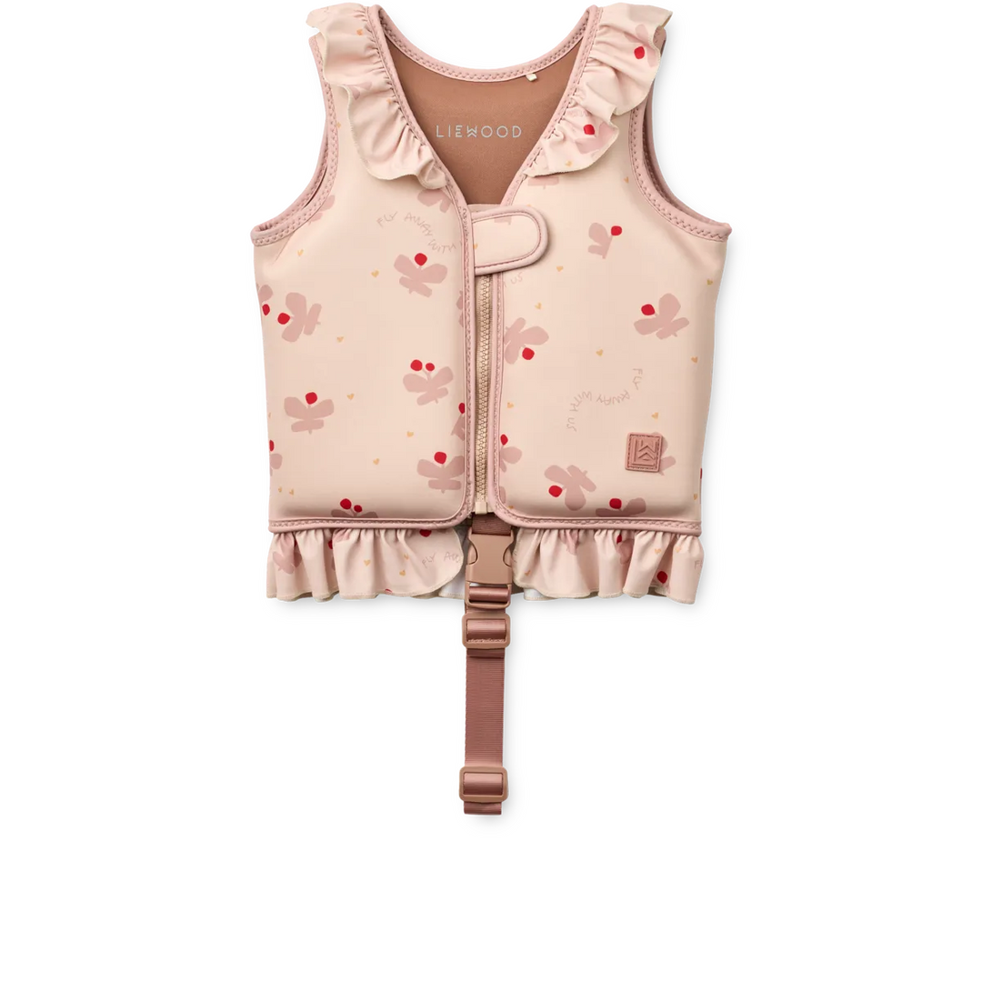 Liewood - Dove Swim Vest w Frill - Butterfly / Apple Blossom - Mabel & Fox