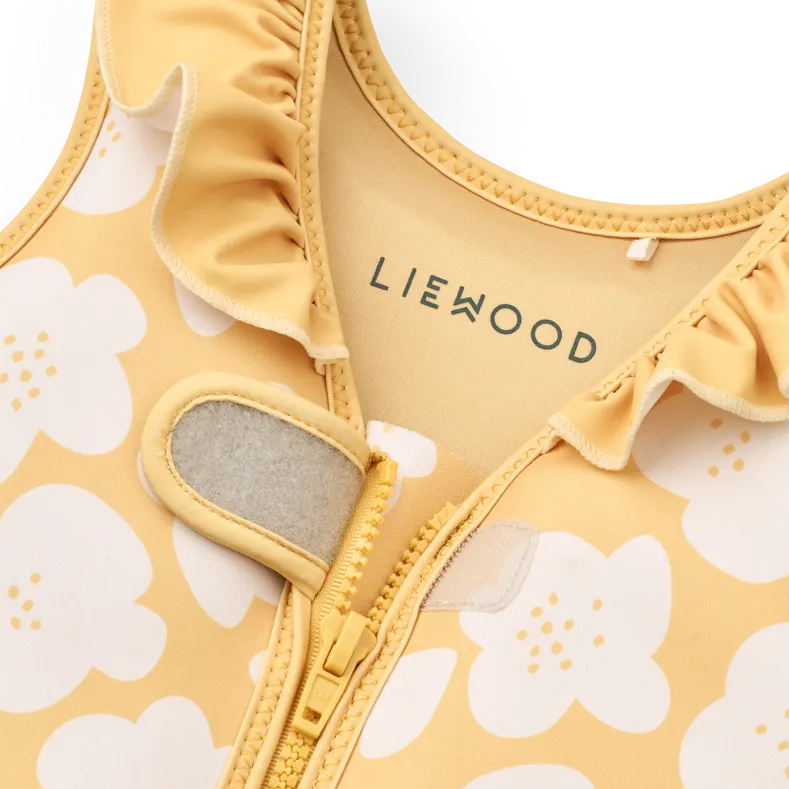 Liewood - Dove Swim Vest w Frill - Flower / Lemon Yellow - Mabel & Fox