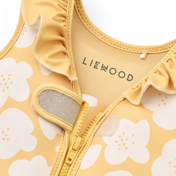Liewood - Dove Swim Vest w Frill - Flower / Lemon Yellow - Mabel & Fox