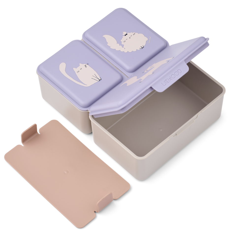 Liewood - Driss Lunchbox - Cat / Warm Lilac - Mabel & Fox