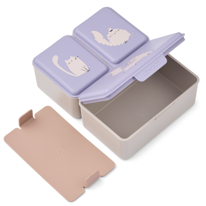 Liewood - Driss Lunchbox - Cat / Warm Lilac - Mabel & Fox
