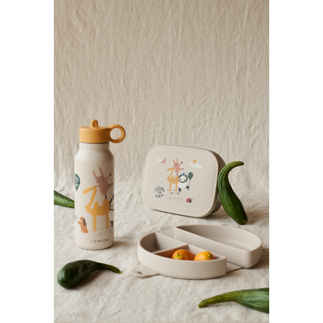 Liewood - Falk Water Bottle - Around the World - Sandy - 350 ml - Mabel & Fox