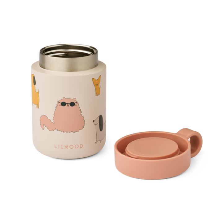 Liewood - Kiani Printed Food Jar - Cats & Dogs / Sandy - Mabel & Fox