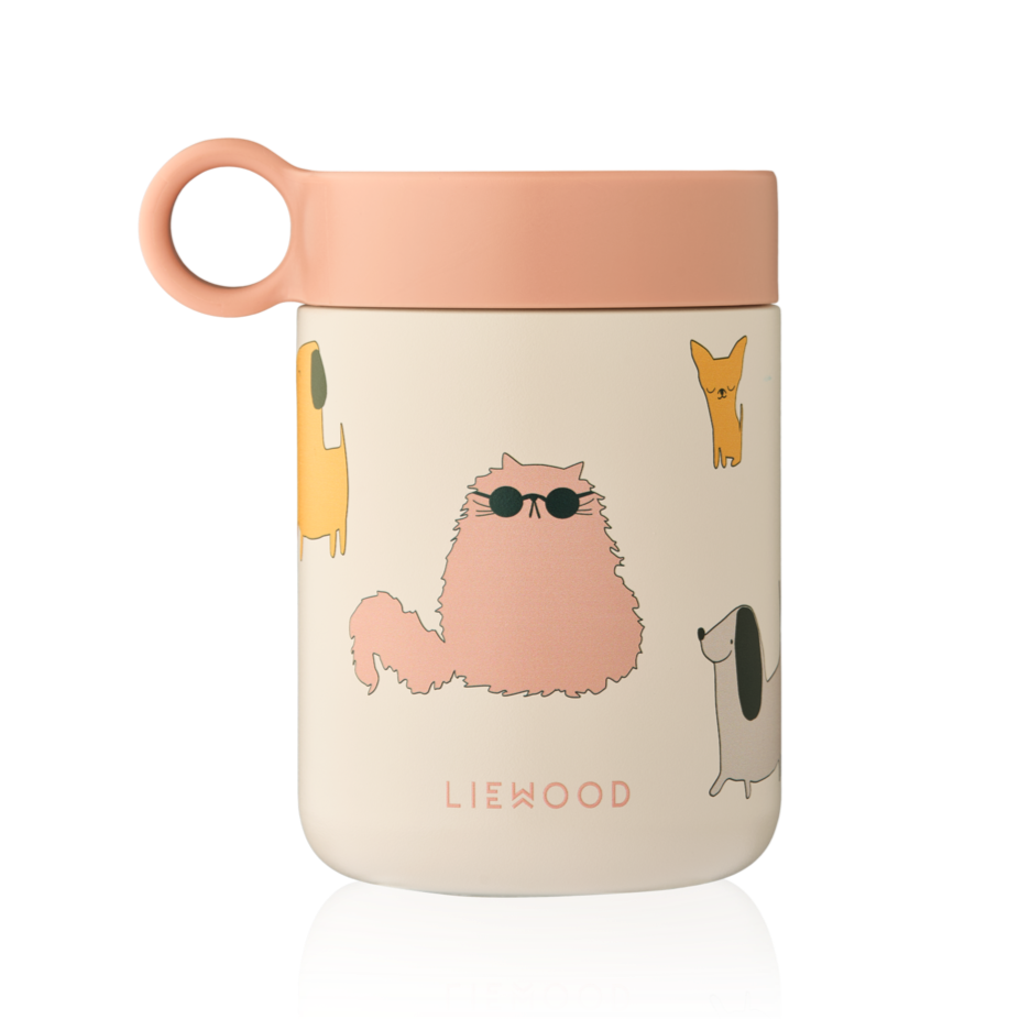 Liewood - Kiani Printed Food Jar - Cats & Dogs / Sandy - Mabel & Fox