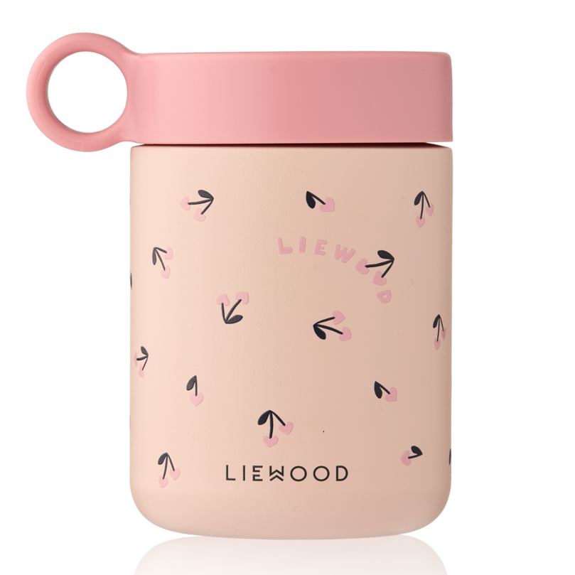 Liewood - Kiani Printed Food Jar - Mini Cherry heart / Rosey - Mabel & Fox