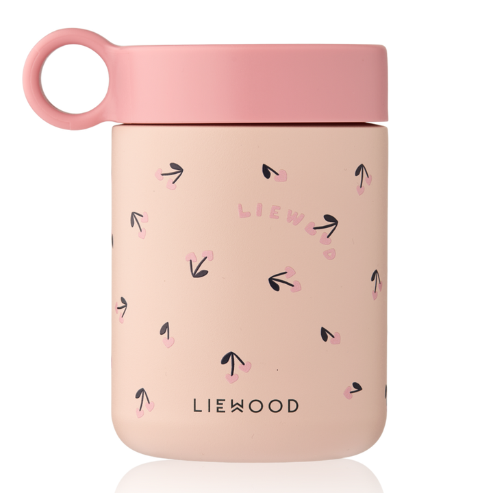 Liewood - Kiani Printed Food Jar - Mini Cherry heart / Rosey - Mabel & Fox