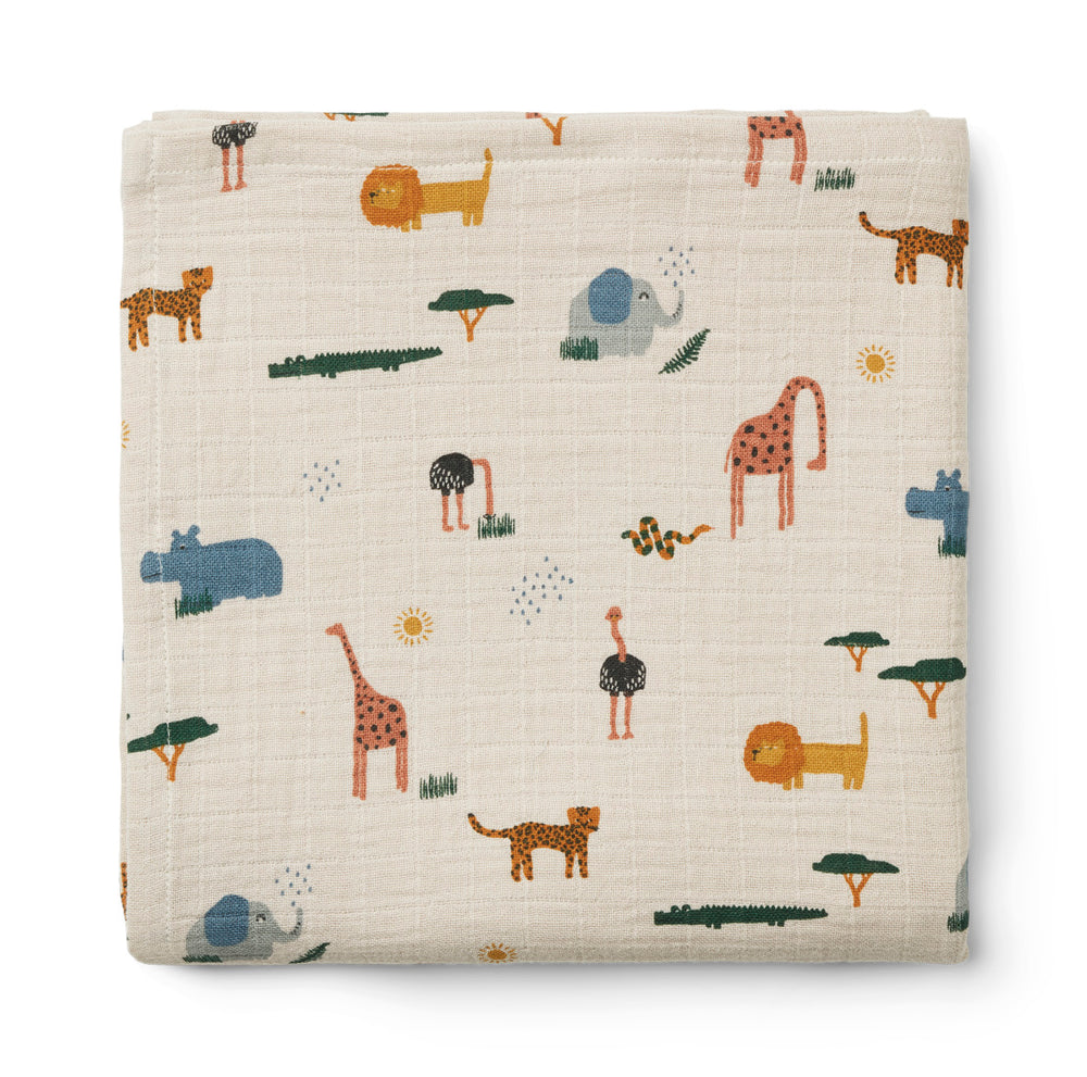Liewood - Lewis Muslin Cloths - Safari Sandy Mix (2 Pack) - Mabel & Fox