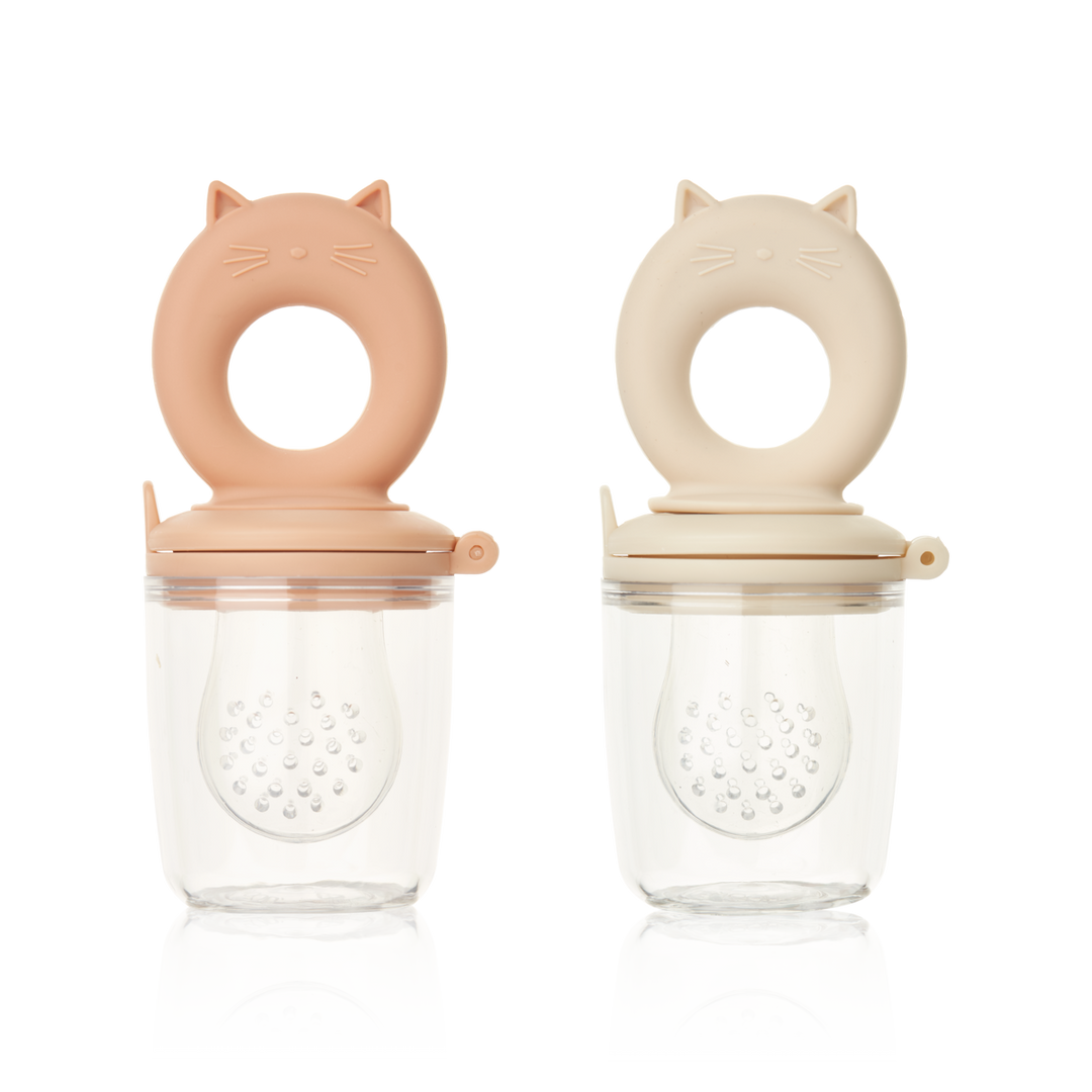 Liewood - Miranda Food Feeder - Cat Tuscany Rose / Apple Blossom (2 Pack) - Mabel & Fox