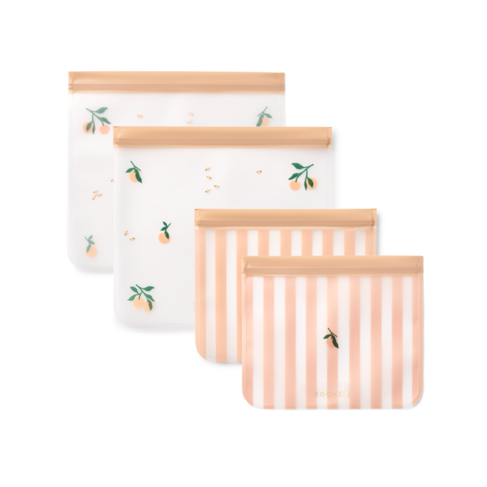 Liewood - Rebus Reusable Food Bags (4 Pack) - Peach / Sea Shell - Mabel & Fox