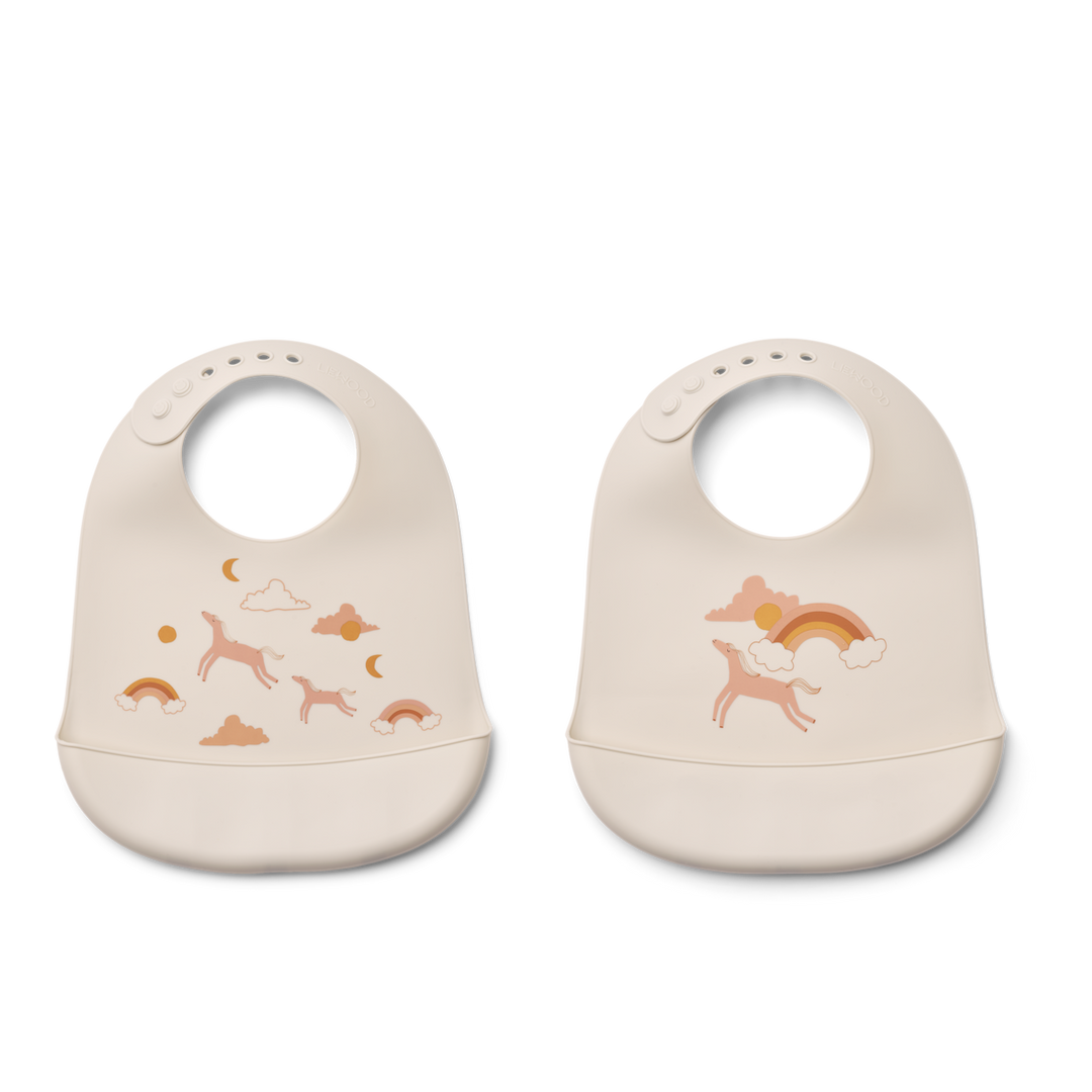 Liewood - Tilda Silicone Bib - Dream / Ecru (2 Pack) - Mabel & Fox