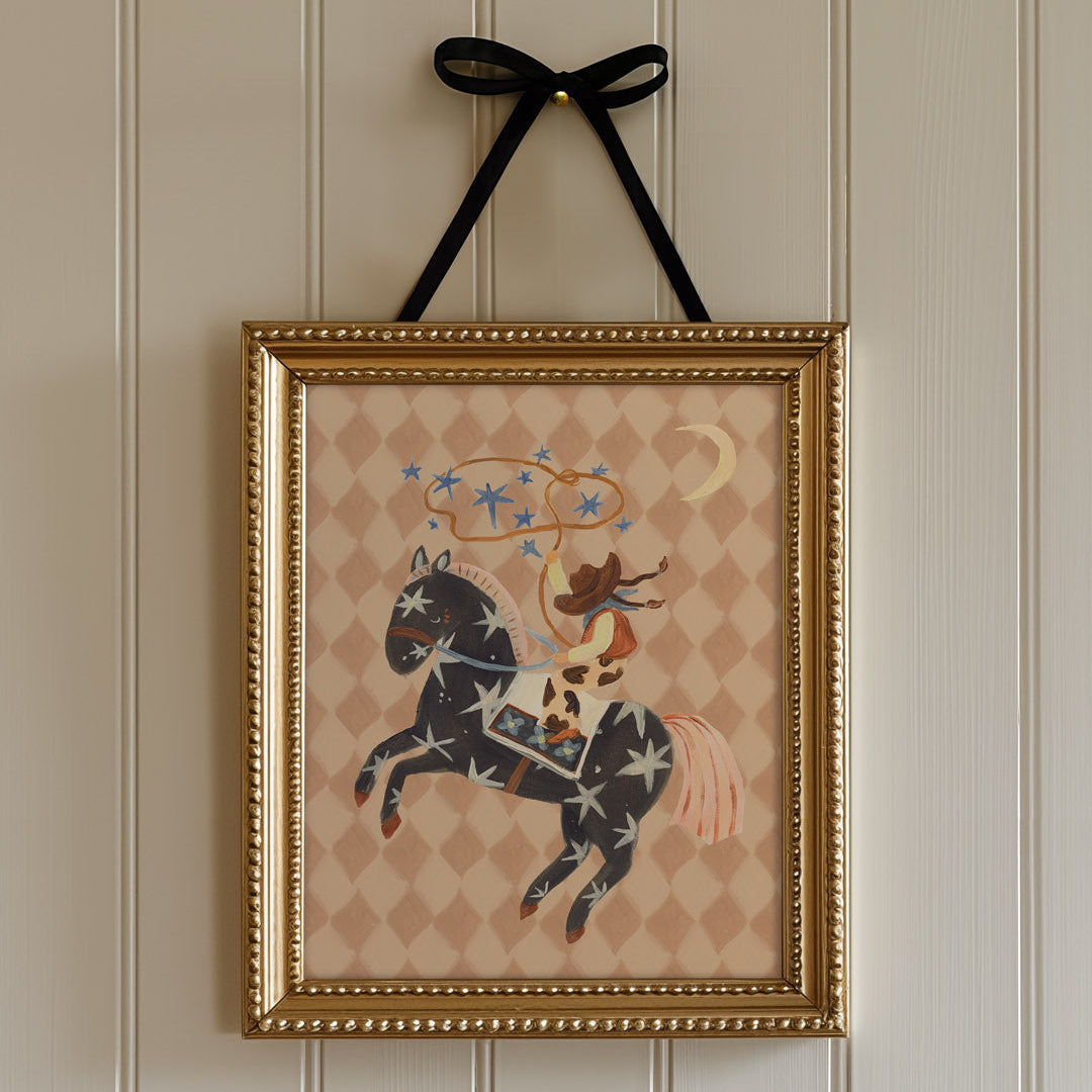 Lion & The Pear - Hand-Illustrated Print - Catching Stars Cowgirl - Mabel & Fox