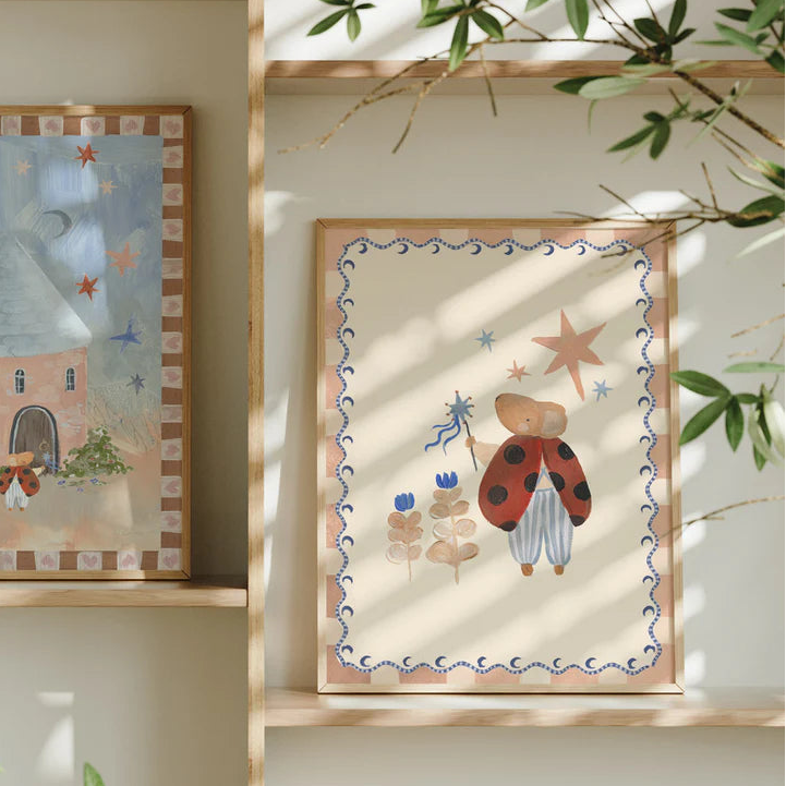 Lion & The Pear - Hand-Illustrated Print - Ladybird Mouse - Mabel & Fox