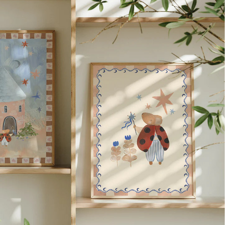 Lion & The Pear - Hand-Illustrated Print - Ladybird Mouse - Mabel & Fox