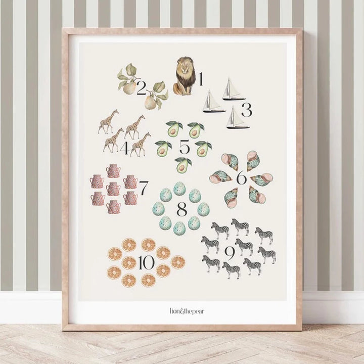 Lion & The Pear - Hand-Illustrated Print - Numbers - Mabel & Fox