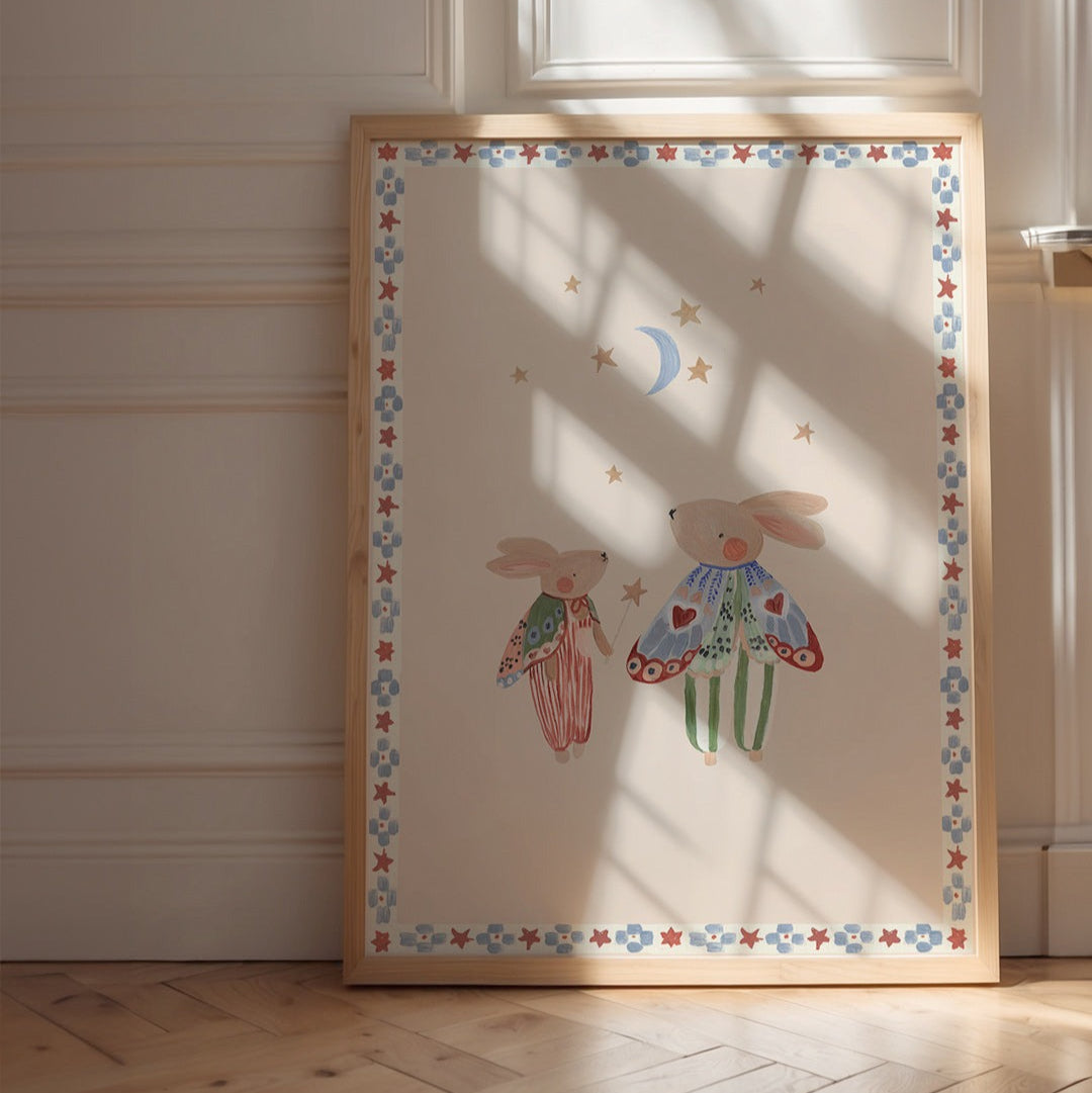 Sample Sale (Slight Misprint) - Lion & The Pear - Hand-Illustrated Print - The Butterfly Bunnies - Mabel & Fox