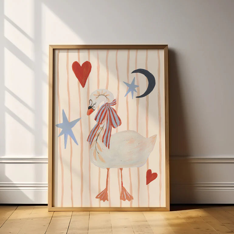Lion & The Pear - Hand-Illustrated Print - The Swan & The Moon - Mabel & Fox