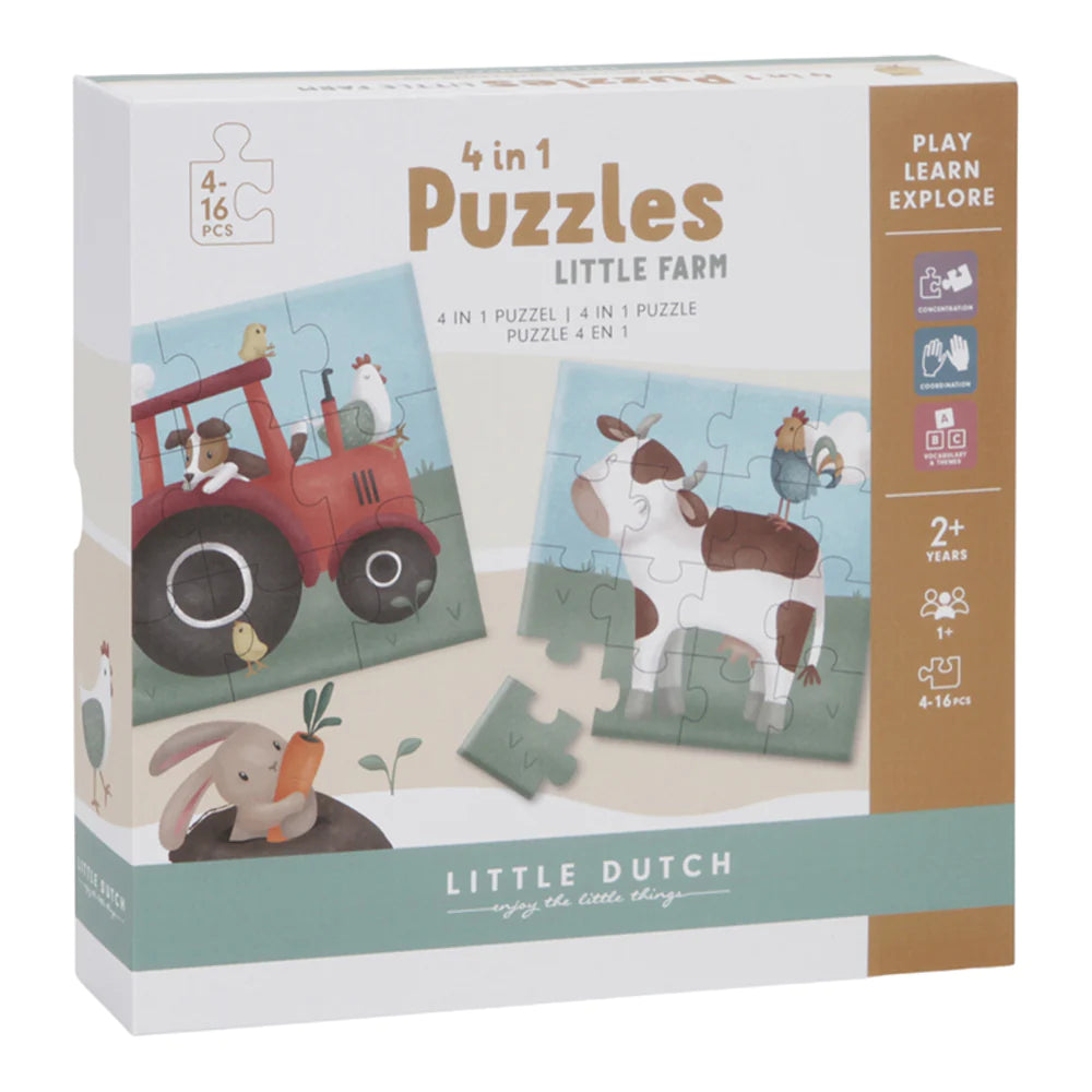 Little Dutch - 4 in 1 Puzzles - Little Farm - Mabel & Fox