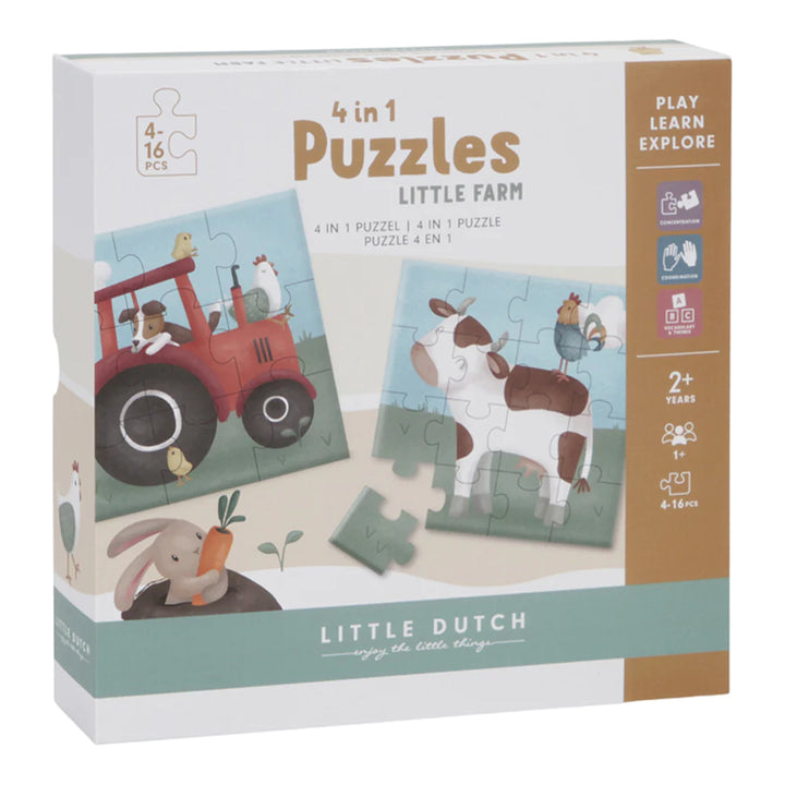Little Dutch - 4 in 1 Puzzles - Little Farm - Mabel & Fox