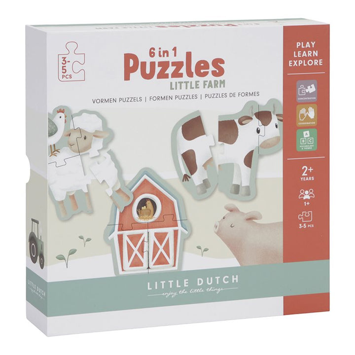 Little Dutch - 6 in 1 Puzzles - Little Farm - Mabel & Fox