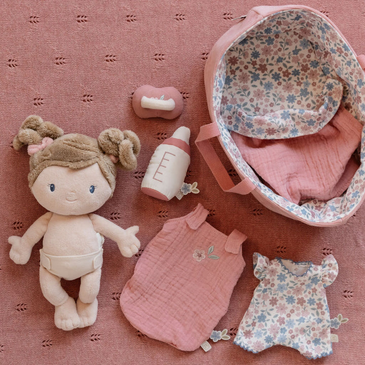 Little Dutch - Baby Doll in Basket Rosa - Mabel & Fox