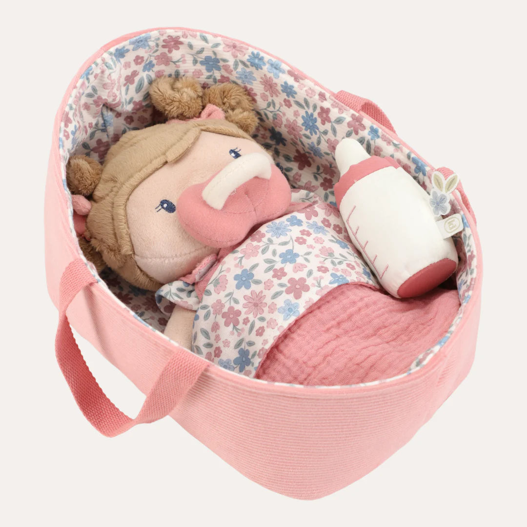 Little Dutch - Baby Doll in Basket Rosa - Mabel & Fox