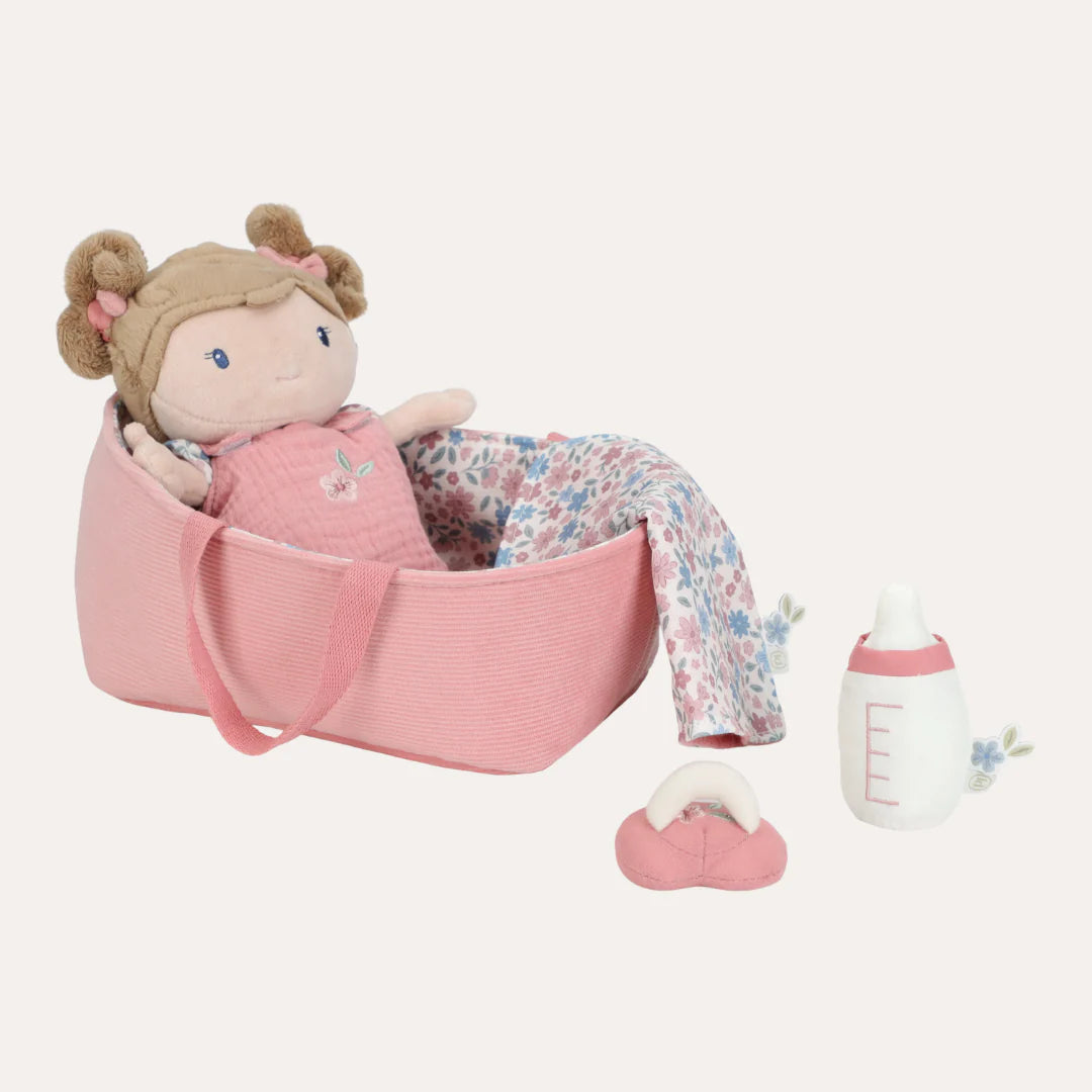 Little Dutch - Baby Doll in Basket Rosa - Mabel & Fox