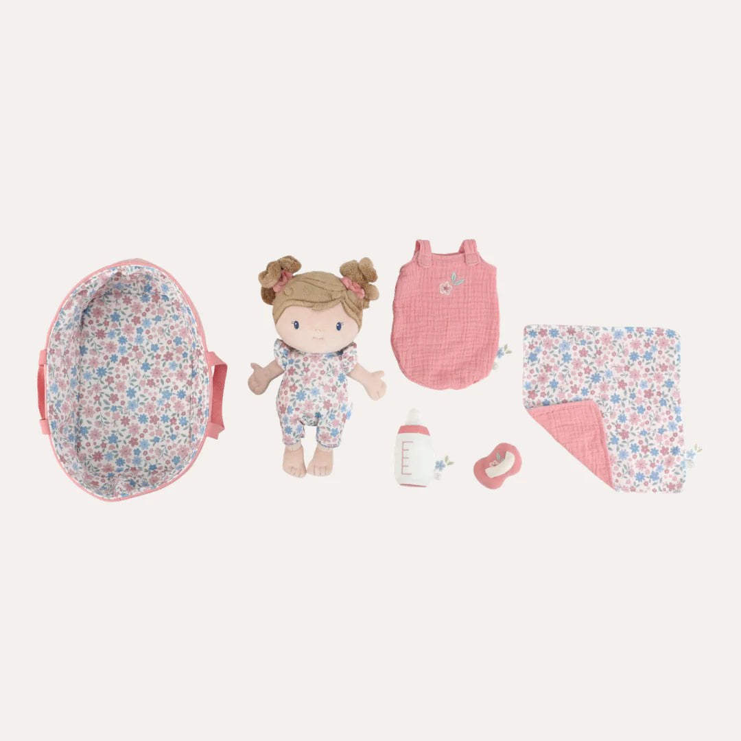 Little Dutch - Baby Doll in Basket Rosa - Mabel & Fox